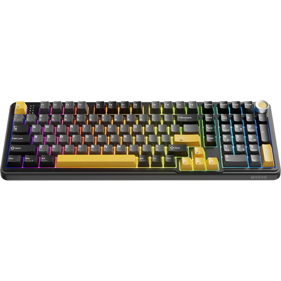 BILL MARVO TITAN 98 vezeték nélküli gaming billentyűzet - Fekete - US /Banana Crystal Linear/