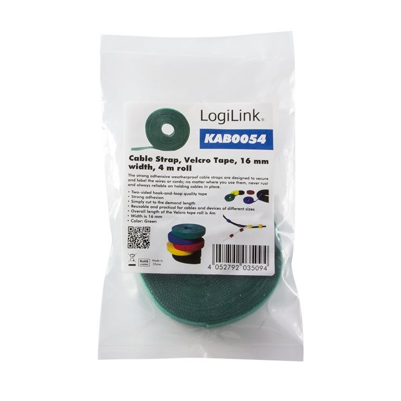 LogiLink KAB0054 tépőzáras kábelkötegelő 4m zöld