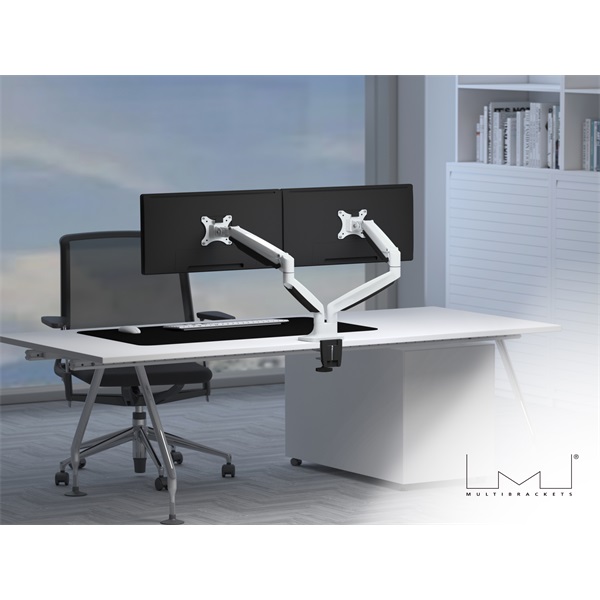 MULTIBRACKETS  M Deskmount Gas Spring Dual  15-27" max.VESA: 100x100 mm  9 kg  2 karos asztali konzol Fehér