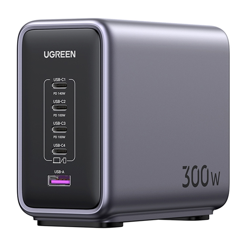 UGREEN CD333 Nexode USB + 4x USB-C GaN 300W + 240W USB-C kábel  hálózati töltő Fekete