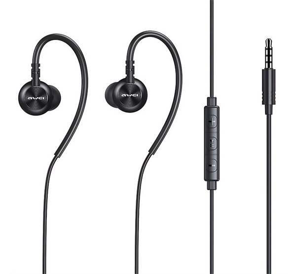 Awei L3 fülhallgató SZTEREO (3.5mm jack, mikrofon, felvevő gomb, hangerőszabályzó) FEKETE (L3_BLK)