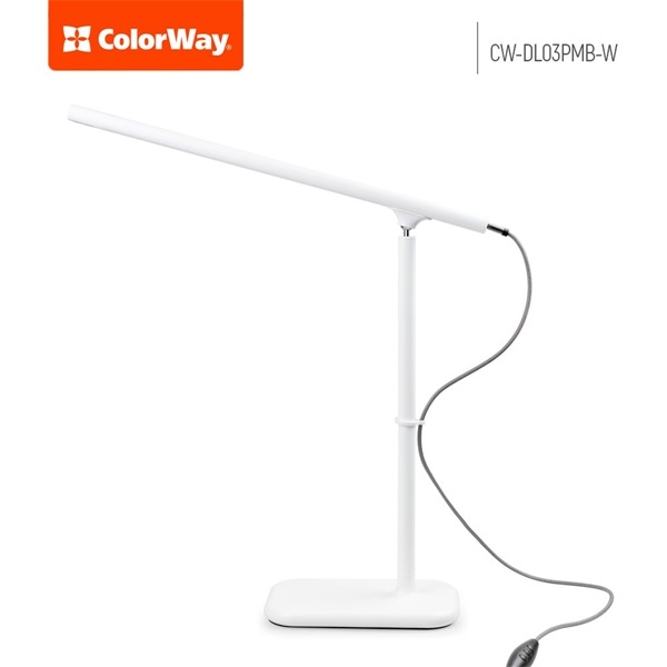 COLORWAY CW-DL03PMB-W Asztali LED lámpa beépített akkumulátor forgatható 252 lm Fehér  