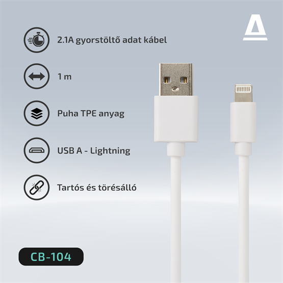  AVAX CB104W PURE  2.1A 1m USB A-Lightning kábel  Fehér 