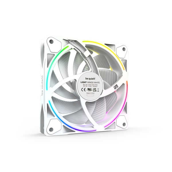 Be Quiet! Cooler 12cm LIGHT WINGS WHITE 120mm PWM high-speed Triple-Pack RGB  2500rpm Fehér 