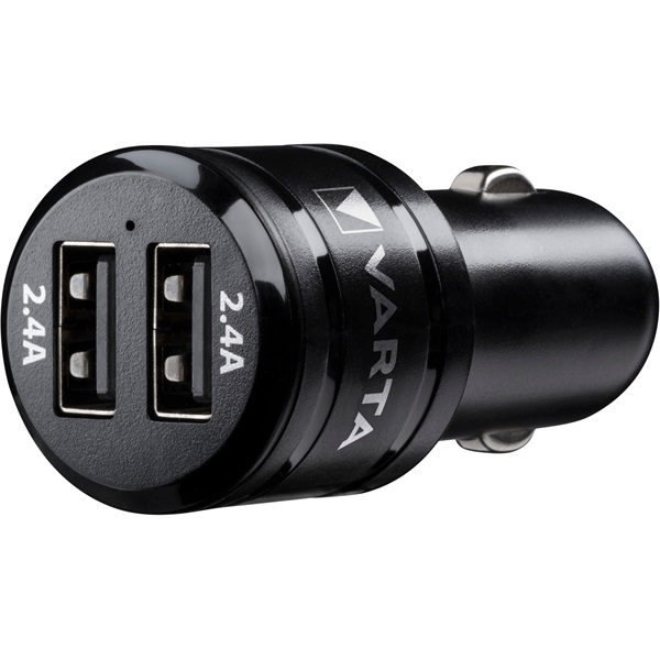 Szivargyújtó USB gyorstöltő adapter 2 USB aljzattal 12V/5V (max.) 2.4A Varta Power-Fast 57931101401