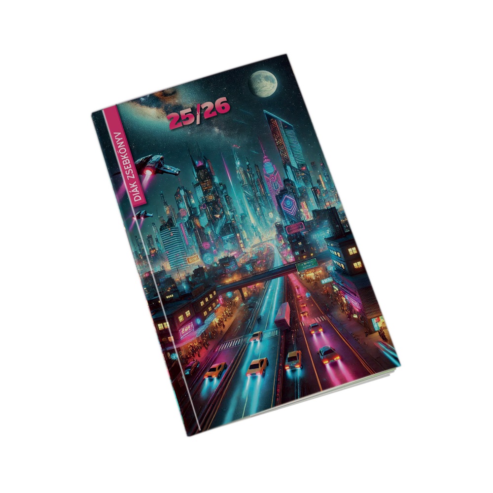 REALSYSTEM Diák zsebkönyv 125mmx205mm, fehér lapokkal 2025/2026 cyberpunk (5313-61) REALSYSTEM Diák zsebkönyv 125mmx205mm, fehér lapokkal 2025/2026 cyberpunk (5313-61)
