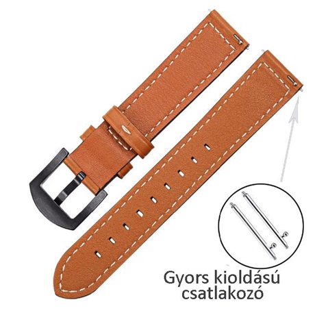 Mybandz 22SKU4548 ELEGÁNS BŐRÓRASZÍJ / BARNA - FEKETE CSATTAL / 22MM