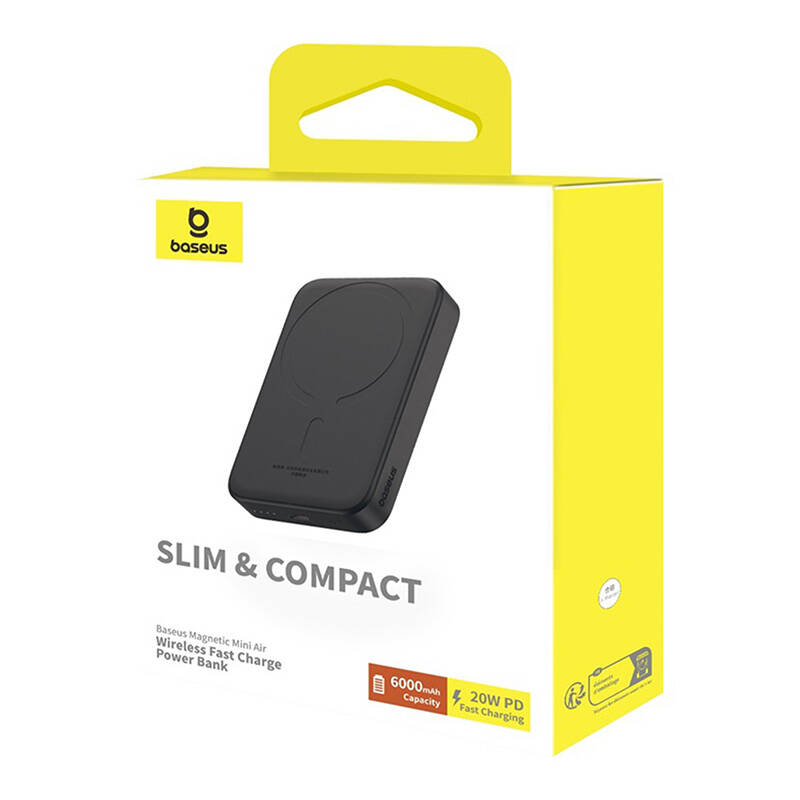 Mini Wireless PowerBank 20W Baseus Fekete