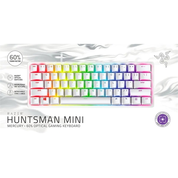 Razer Huntsman Mini Linear Optical Switch (Red) US billentyűzet Mercury - fehér (RZ03-03390400-R3M1)