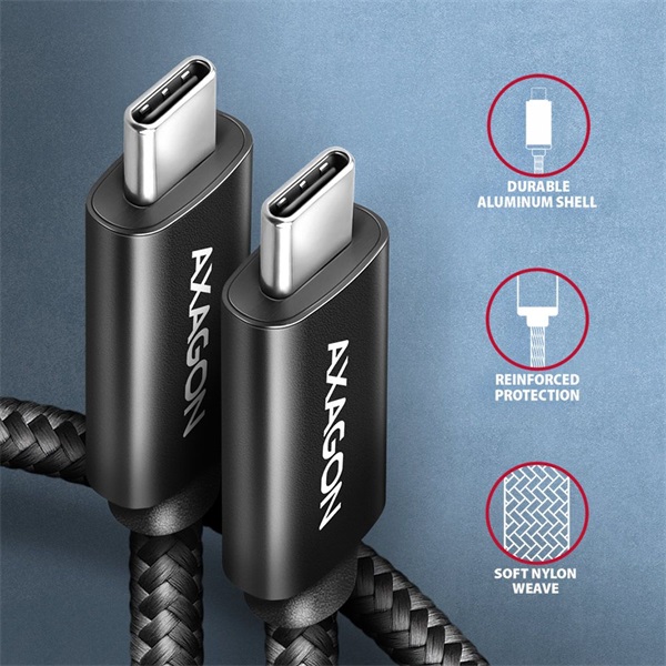 Axagon BUCM4X-CM10AB NewGEN+ 1m USB-C  USB-C 4 Gen 3x2 / 240W kábel