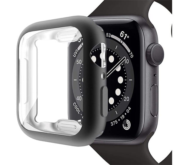 Szilikon keret (ütésálló) FEKETE [Apple Watch Series 7 45mm]