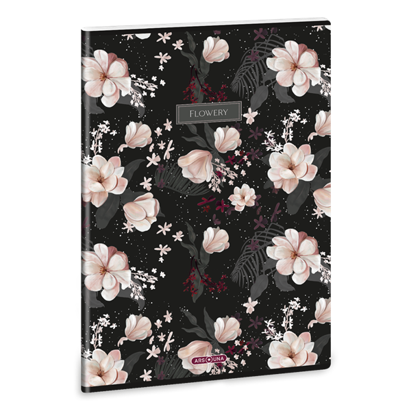 Ars Una Flowery Black 24 (5374) A4 extra kapcsos kockás füzet Ars Una Flowery Black 24 (5374) A4 extra kapcsos kockás füzet