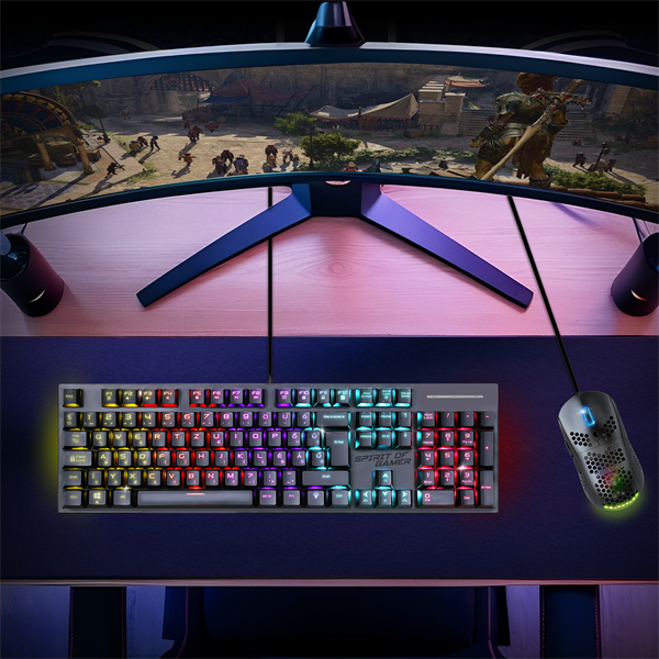 Spirit of Gamer Billentyűzet Mechanikus XPERT K250  105 gomb  SOG red RGB LED USB fekete HU