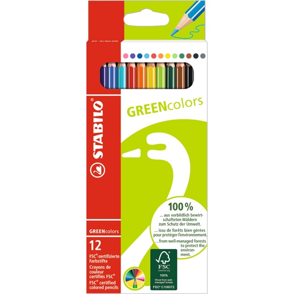 Stabilo Greencolors 12db-os vegyes színű színes ceruza Stabilo Greencolors 12db-os vegyes színű színes ceruza