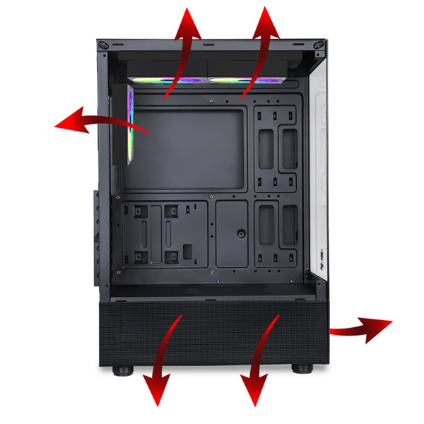 Spirit of Gamer SPECTRA Black  fekete ablakos  3x12cm ventilátor  ATX Számítógépház  