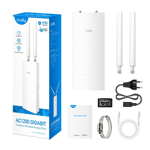 CUDY AP1300 Outdoor kétsávos AC1200 WiFi, Gigabit LAN, PoE, fehér Kültéri Access Point CUDY AP1300 Outdoor kétsávos AC1200 WiFi, Gigabit LAN, PoE, fehér Kültéri Access Point