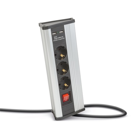 Delight 20483S SAROKELOSZTÓ KAPCSOLÓVAL 3 X 250V, 16A, 2 X USB Delight 20483S SAROKELOSZTÓ KAPCSOLÓVAL 3 X 250V, 16A, 2 X USB