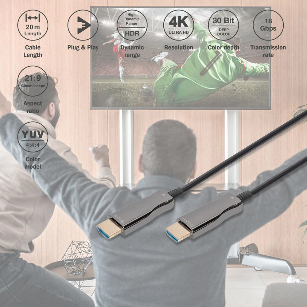 DIGITUS UHD 4K 3D 120Hz aranyozott 2.0b AOC optikai HDMI kábel 10m