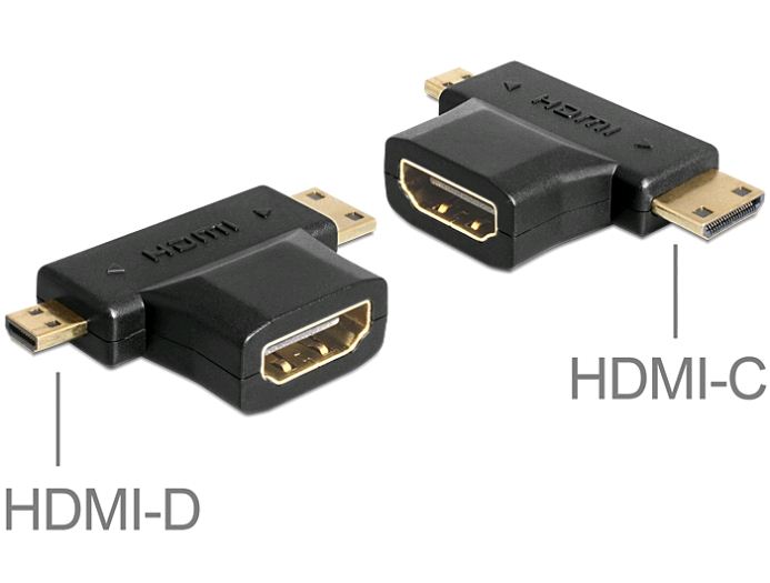 Delock HDMI-A anya > HDMI-C + HDMI-D apa adapter (65446)