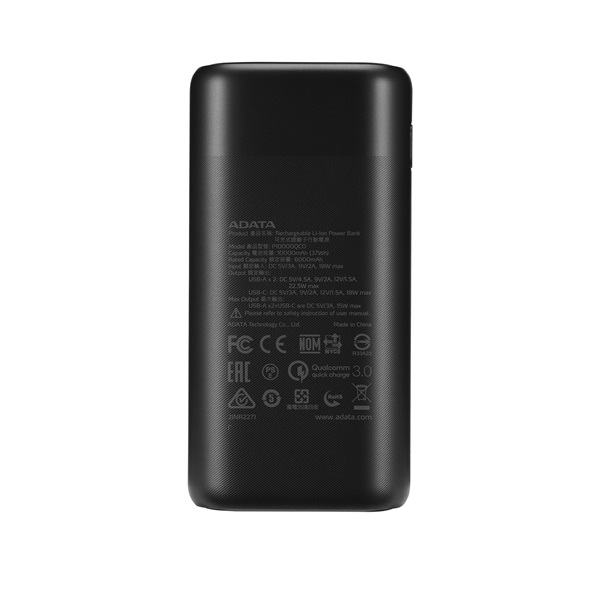 ADATA P20000QCD Power Bank 20000mAh fekete (AP20000QCD-DGT-CBK)