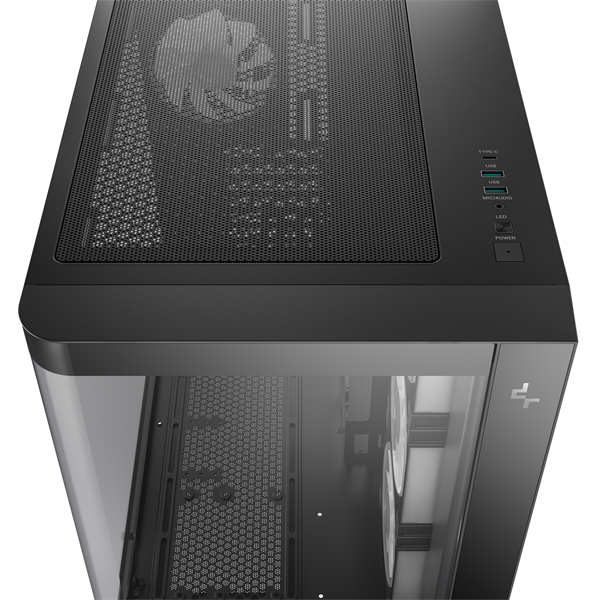 DeepCool Számítógépház - CG530U 4F (fekete, ablakos, 4x12cm A-RGB, BTF, ATX, 2xUSB3.0, 1xUSB2.0)