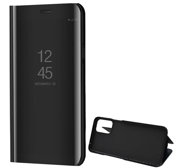 Tok álló (aktív FLIP, oldalra nyíló, asztali tartó funkció, tükrös felület, Mirror View Case) FEKETE [LG K52 (LMK520)]