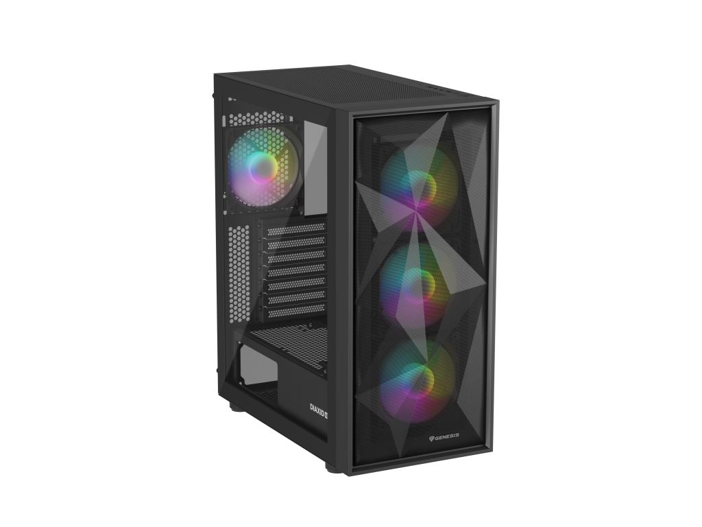 Genesis Diaxid 605 ARGB táp nélküli ablakos ház fekete NPC-2172 Genesis Diaxid 605 ARGB táp nélküli ablakos ház fekete NPC-2172