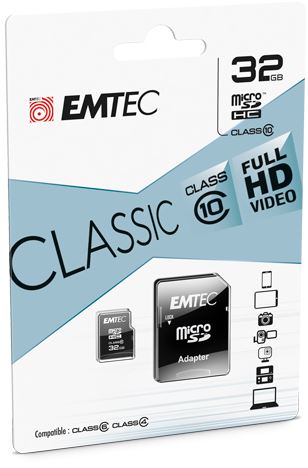 32GB microSDXC Emtec Classic CL10 + adapter (ECMSDM32GHC10CG) 32GB microSDXC Emtec Classic CL10 + adapter (ECMSDM32GHC10CG)