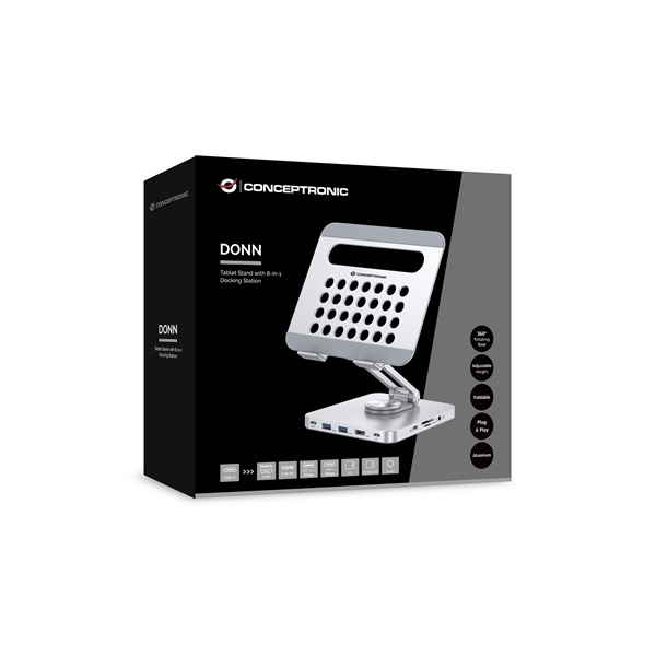 Conceptronic  DONN26G USB-C to HDMI/USB-C PD/USB 3.0/SD/TF  Tablet Dokkoló/tartó