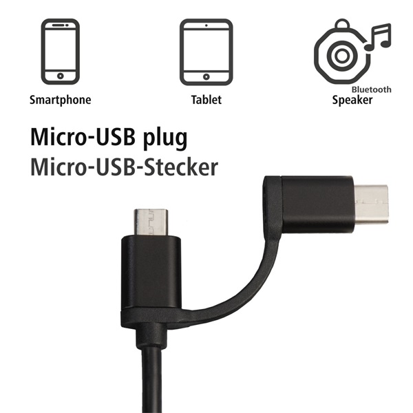 Hama 4 az 1-ben (USB, USB Type-C, micro USB + OTG) 1m fekete adatkábel