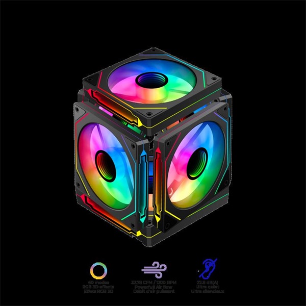 Spirit of Gamer SPARK Black Fekete  ablakos 6x12cm ventilátor alsó táp Számítógépház 