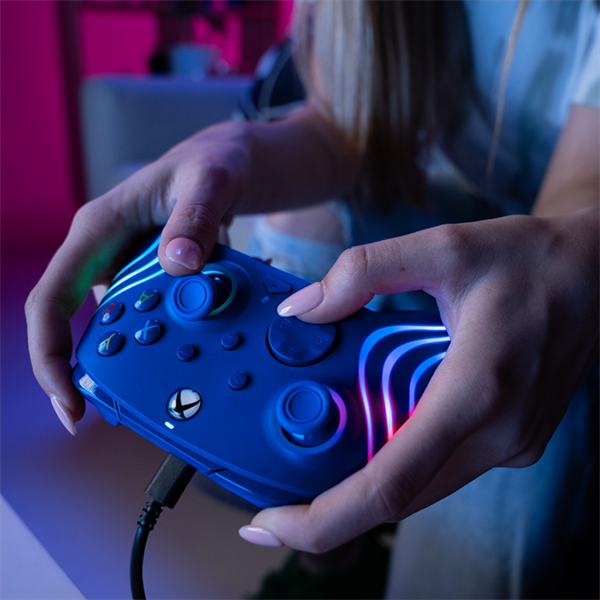 PDP Afterglow Wave Xbox Series X|S/Xbox One/PC RGB LED kék vezetékes kontroller
