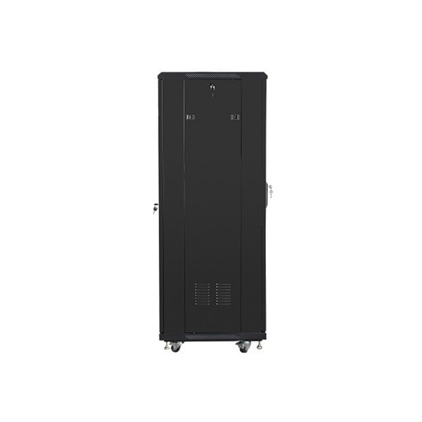 Lanberg FF01-6632-12B 19" 32U SZÉL:600 MÉLY:600 MAG:1603 lapraszerelt üvegajtós fekete rack szekrény