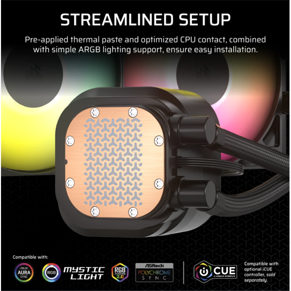 CORSAIR NAUTILUS 240 RS ARGB Liquid CPU Cooler (vízhűtés)  2 Ventilátoros  LGA1851 támogatással  CPU hűtő Fekete