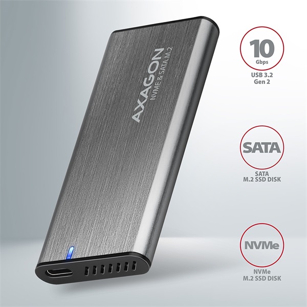 Axagon EEM2-SG2 M.2 külső SSD ház szürke