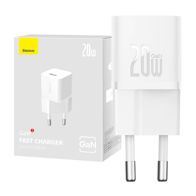 Mini wall charger Baseus GaN5 20W (white) Mini wall charger Baseus GaN5 20W (white)