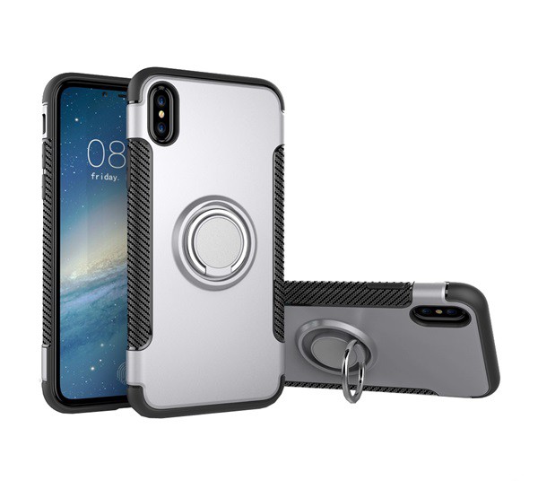 Műanyag telefonvédő (szilikon keret, asztali tartó funkció, telefontartó gyűrű, beépített fémlemez, karbon minta) EZÜST [Apple iPhone XS ... Műanyag telefonvédő (szilikon keret, asztali tartó funkció, telefontartó gyűrű, beépített fémlemez, karbon minta) EZÜST [Apple iPhone XS ...