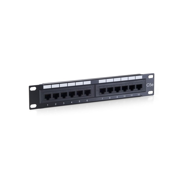 Equip 208015  12 port Cat5e  1U árnyékolatlan Patch Panel  Fekete
