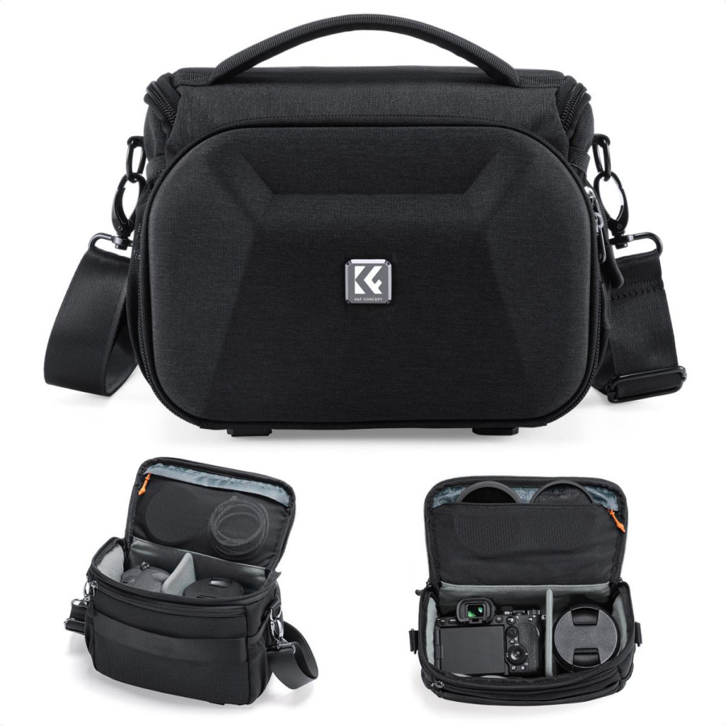 K&F Concept Travel Shoulder Bag oldaltáska 5L  M  kemény előlapi védőborítás Fekete
