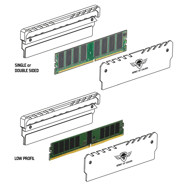 Spirit of Gamer SOG-MEM-RGB HEATSINK RGB MEMORY DDR3/DDR4 RGB aluminium fekete  Memória Hűtő
