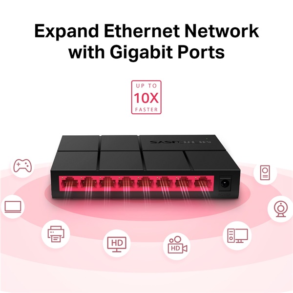 Mercusys MS108G 8 Portos Gigabit Desktop Switch Mercusys MS108G 8 Portos Gigabit Desktop Switch