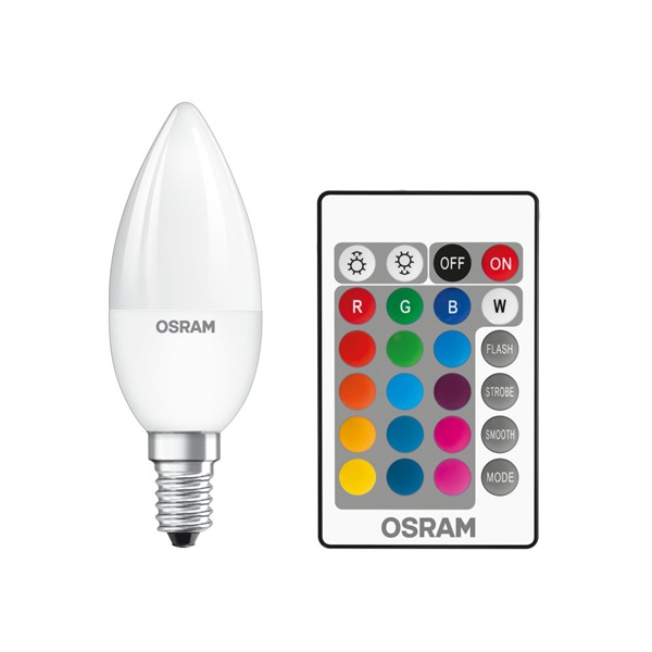 Osram STAR+ LED fényforrás E14 4.5W gyertya RGB (ST CLAS B 25 RGBW 4.5 W/2700K E14 FR) Osram STAR+ LED fényforrás E14 4.5W gyertya RGB (ST CLAS B 25 RGBW 4.5 W/2700K E14 FR)