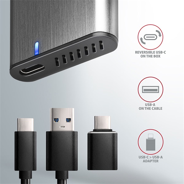 Axagon EEM2-SG2 M.2 külső SSD ház szürke
