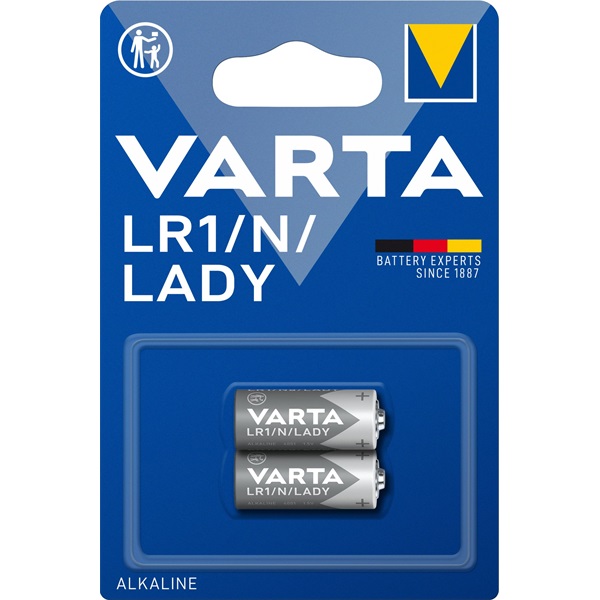 Lady elem N, alkáli mangán, 1,5V, 850 mAh, 2 db, Varta High Energy N, LR1, LR01, E90, LR1-N, LR1/E90, 4001, AM5, KN Lady elem N, alkáli mangán, 1,5V, 850 mAh, 2 db, Varta High Energy N, LR1, LR01, E90, LR1-N, LR1/E90, 4001, AM5, KN