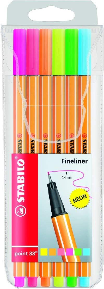 STABILO "Point 88" tűfilc készlet 0,4mm 6 neon szín  (TST8861 / 88/6-1)