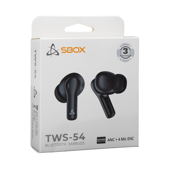 SBOX EB-TWS54-B bluetooth v5.4 fülhallgató 4 mikrofonnal   ANC + ENC, BR+EDR+BLE Fekete