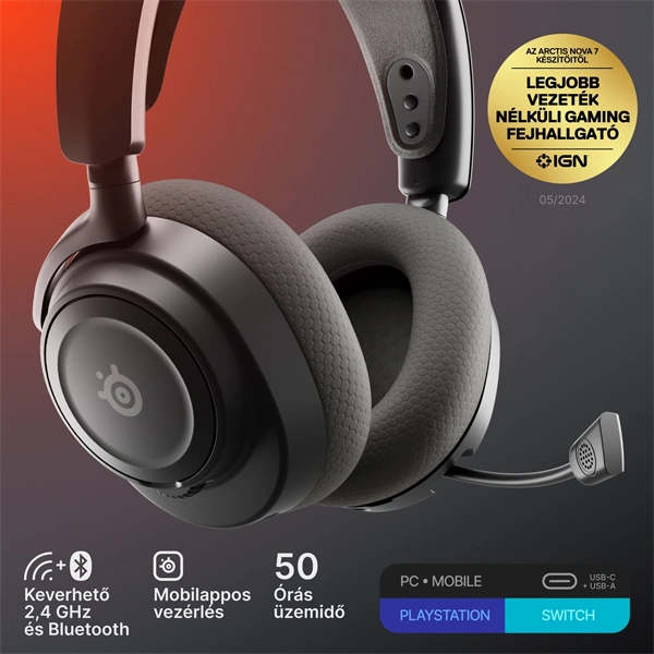 Steelseries Arctis Nova 7 Gen 2 Wireless Bluetooth Gaming Headset Fekete