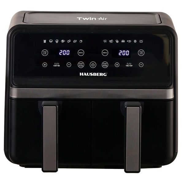 Hausberg HB-2373NG 2200-2400W dupla kosaras 8,4 L forrólevegős sütő  Fekete