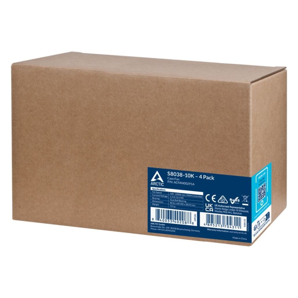 Arctic S8038-10K ház hűtő ventilátor 8cm 4db/csomag fekete  ACFAN00291A 
