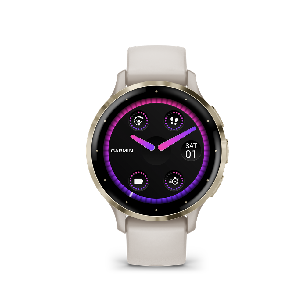  Garmin Venu 3S francia szürke-krémarany, bőr és szilikon szíjjal okosóra
